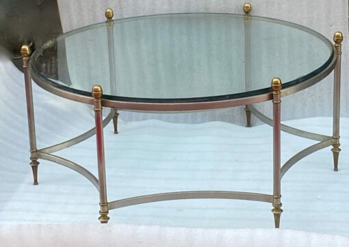 1970' Round Coffee Table Maison Jansen Iron and Bronze, H 47.5, Ø 98 cm
