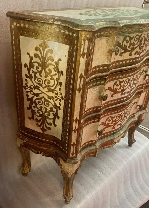 1970′ Crossbow Commode 3 Drawers Golden Wood Italian Renaissance Style 78 X 32 X H 78 cm - Image 5