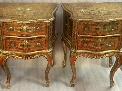 1950/70 Pair Of Italian Sidebeds Golden Wood 47 X 30 X H 59 cm