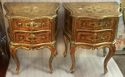 1950/70 Paire De Chevets Italiens Bois Doré 47 X 30 X H 59 cm