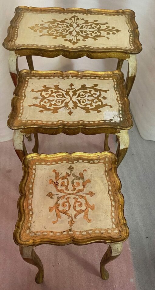 1950/70 Series of Italian Nesting Tables Golden Wood 55 X 33 X H 57 cm - Image 9