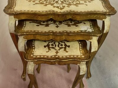 1950/70 Series of Italian Nesting Tables Golden Wood 55 X 33 X H 57 cm
