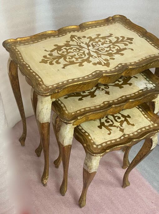 1950/70 Series of Italian Nesting Tables Golden Wood 55 X 33 X H 57 cm - Image 4
