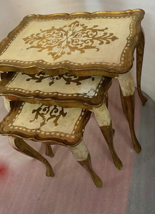 1950/70 Series of Italian Nesting Tables Golden Wood 55 X 33 X H 57 cm - Image 3