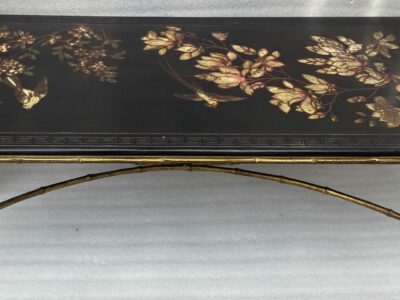 1970′ Double Feet Coffee Table Bronze Model Bamboo Maison Baguès Chinese Lacquer 112 x 54 x H 38 cm