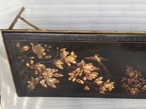 1970′ Table Basse Double Piétement Bronze Modèle Bambou Maison Baguès Laque De Chine 112 x 54 x H 38 cm – Image 11