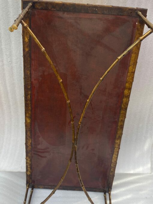1970′ Table Basse Double Piétement Bronze Modèle Bambou Maison Baguès Laque De Chine 112 x 54 x H 38 cm – Image 13