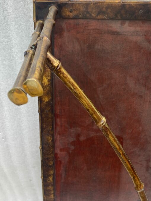 1970′ Table Basse Double Piétement Bronze Modèle Bambou Maison Baguès Laque De Chine 112 x 54 x H 38 cm – Image 14