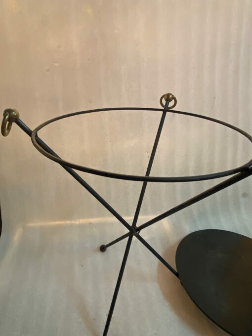 1940/50′ Pair Or Similar Wrought Iron And Brass Pedestal Tables Jacques Adnet Style Diameter 50 cm - Image 8