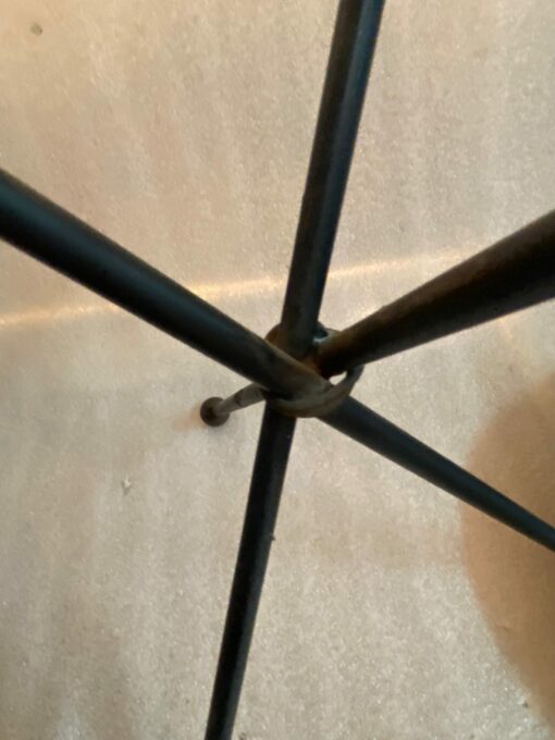 1940/50′ Pair Or Similar Wrought Iron And Brass Pedestal Tables Jacques Adnet Style Diameter 50 cm - Image 7