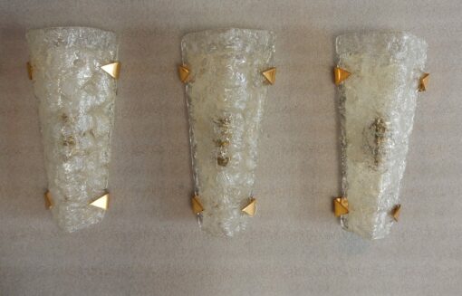 1950/70 ′ Series of 6 DLG Murano Granite Glass Sconces With Golden Brass Claws Attributed To Maison Arlus - Image 10