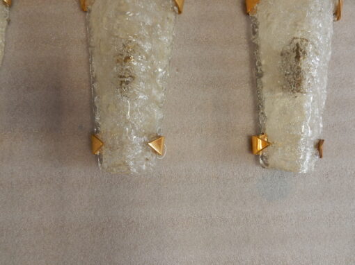 1950/70 ′ Series of 6 DLG Murano Granite Glass Sconces With Golden Brass Claws Attributed To Maison Arlus - Image 9