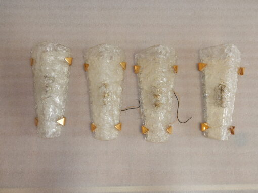 1950/70 ′ Series of 6 DLG Murano Granite Glass Sconces With Golden Brass Claws Attributed To Maison Arlus - Image 4
