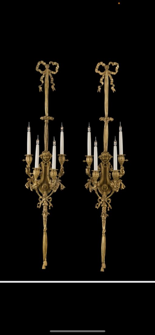 1890/1900' 3 Paires d' Appliques Style Louis 16 Bronze Doré D' Aprés Gouthiere – Image 3