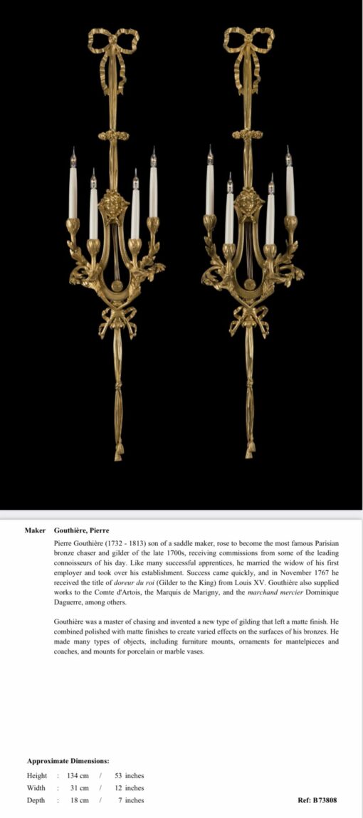1890/1900' 3 Paires d' Appliques Style Louis 16 Bronze Doré D' Aprés Gouthiere – Image 6