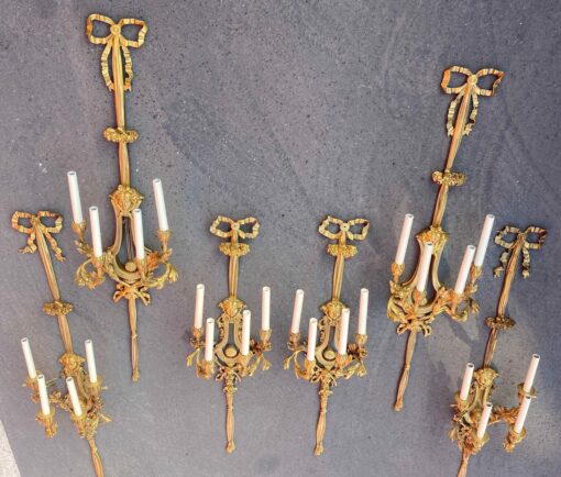 1890/1900' 3 Paires d' Appliques Style Louis 16 Bronze Doré D' Aprés Gouthiere – Image 35