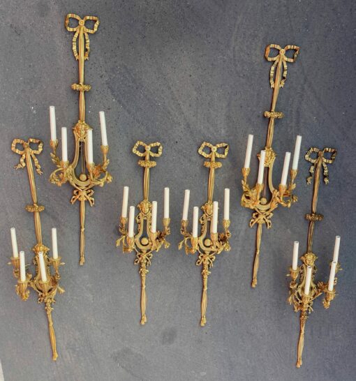 1890/1900' 3 Paires d' Appliques Style Louis 16 Bronze Doré D' Aprés Gouthiere – Image 28