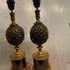 1950/70 Pair Of Bronze Pineapple Lamps Maison Charles Unsigned