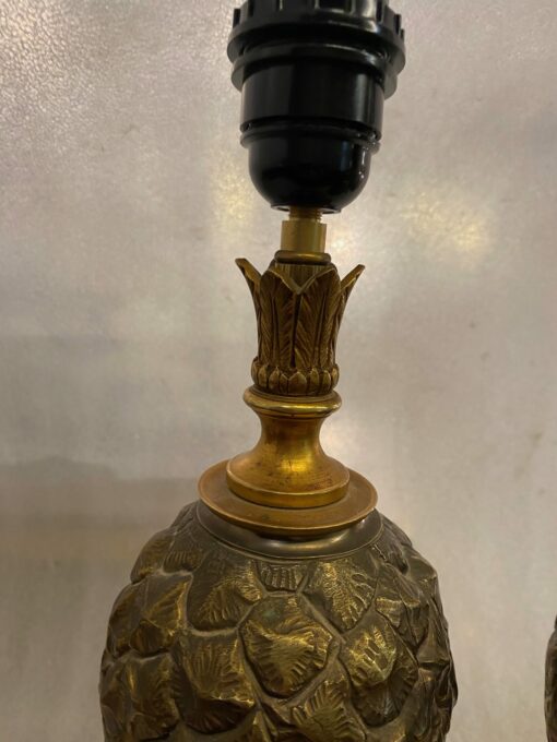 1950/70 Paire De Lampes à l’Ananas en Bronze Maison Charles Non Signées – Image 8