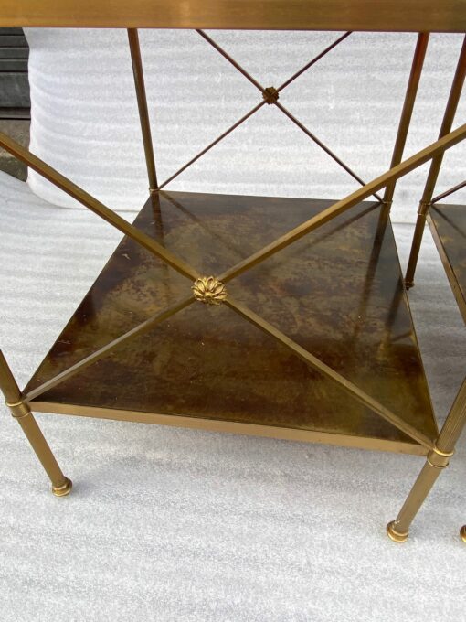 1950/70′ Pair of Side Tables Maison Bagués Trays In Aged Oxidized Brass 50 X 42 X H 54 cm - Image 11