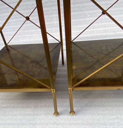 1950/70′ Pair of Side Tables Maison Bagués Trays In Aged Oxidized Brass 50 X 42 X H 54 cm - Image 10