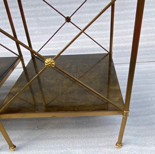 1950/70′ Pair of Side Tables Maison Bagués Trays In Aged Oxidized Brass 50 X 42 X H 54 cm - Image 9