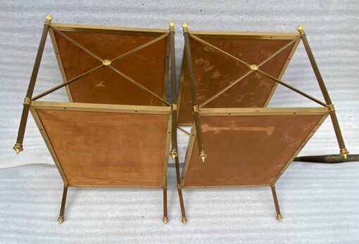 1950/70′ Pair of Side Tables Maison Bagués Trays In Aged Oxidized Brass 50 X 42 X H 54 cm - Image 3