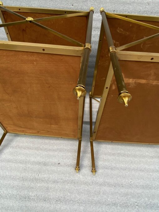 1950/70′ Pair of Side Tables Maison Bagués Trays In Aged Oxidized Brass 50 X 42 X H 54 cm - Image 2