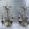 1950′ Paire De Lampes Girandoles Bronze 4 Bras Pampilles Et Poignards Baccarat H 66 cm – Image 3