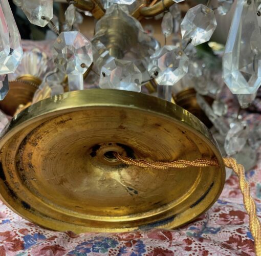 1950′ Paire De Lampes Girandoles Bronze 4 Bras Pampilles Et Poignards Baccarat H 66 cm – Image 20