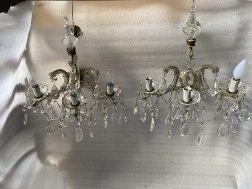 1940/50 'Pair Of Bohemian Crystal Dagger Sconces Marie Therese