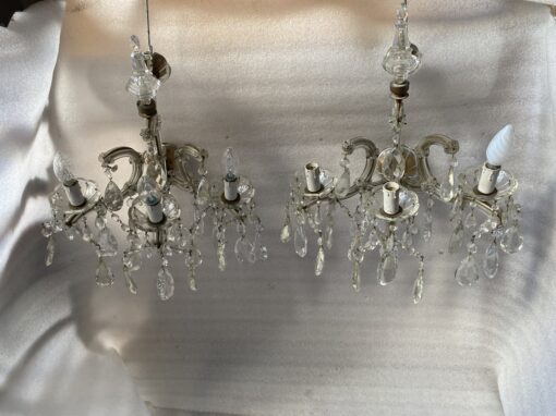 1940/50 'Pair Of Bohemian Crystal Dagger Sconces Marie Therese - Image 13