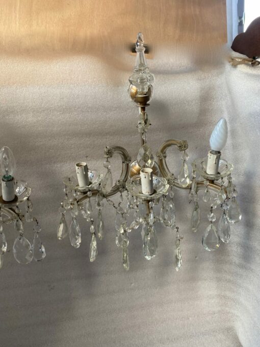 1940/50 'Pair Of Bohemian Crystal Dagger Sconces Marie Therese - Image 11