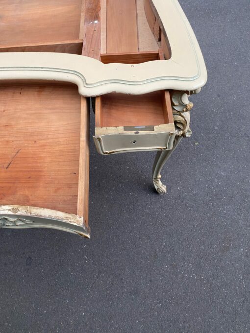 1950′ Painted Wood Dressing Table Crossbow Shape Signed A. Bastet A Lyon 105 X 65 cm - Image 19
