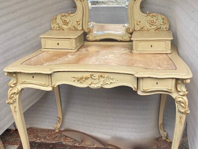 1950′ Painted Wood Dressing Table Crossbow Shape Signed A. Bastet A Lyon 105 X 65 cm
