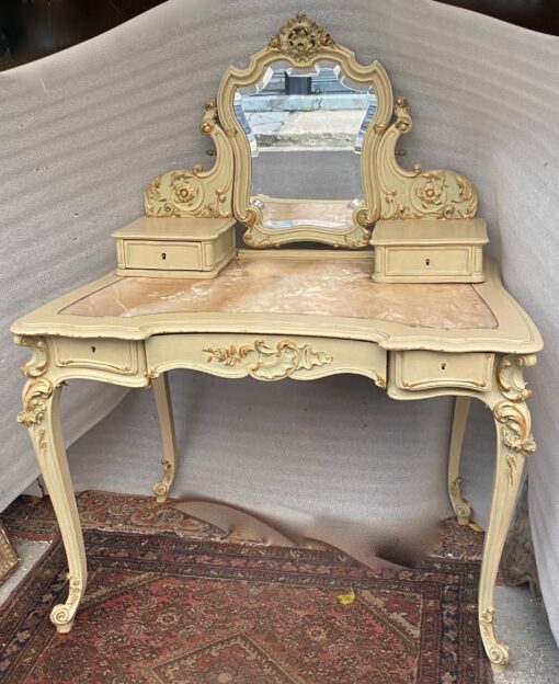 1950′ Painted Wood Dressing Table Crossbow Shape Signed A. Bastet A Lyon 105 X 65 cm