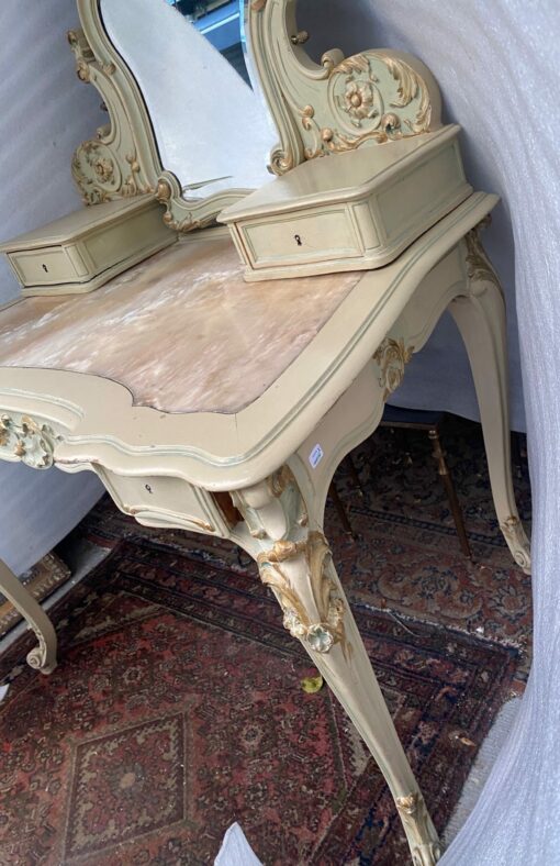 1950′ Painted Wood Dressing Table Crossbow Shape Signed A. Bastet A Lyon 105 X 65 cm - Image 2