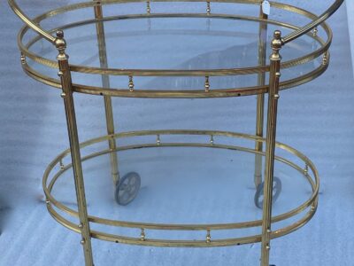 1970′ Oval Rolling Bar in Bronze and Brass Maison Baguès