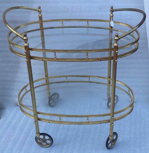1970′ Oval Rolling Bar in Bronze and Brass Maison Baguès