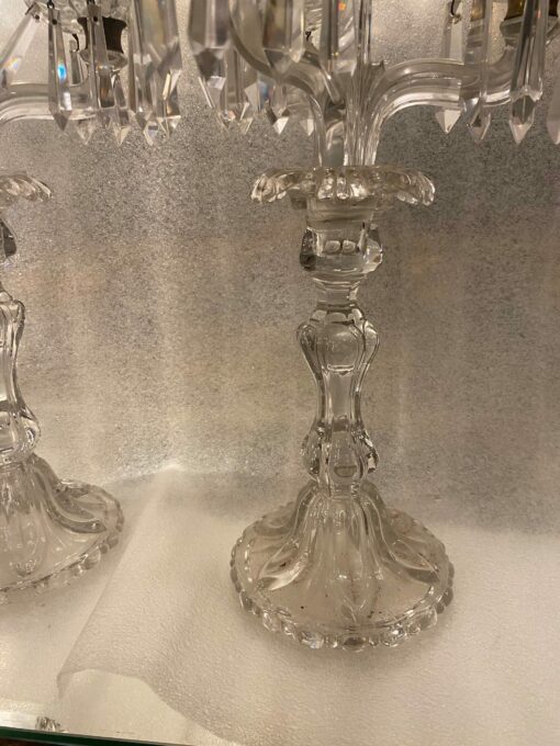 1950′ Pair of Candlesticks 3 Branches Pedestals Decorated With Stars BACCARAT - Image 2