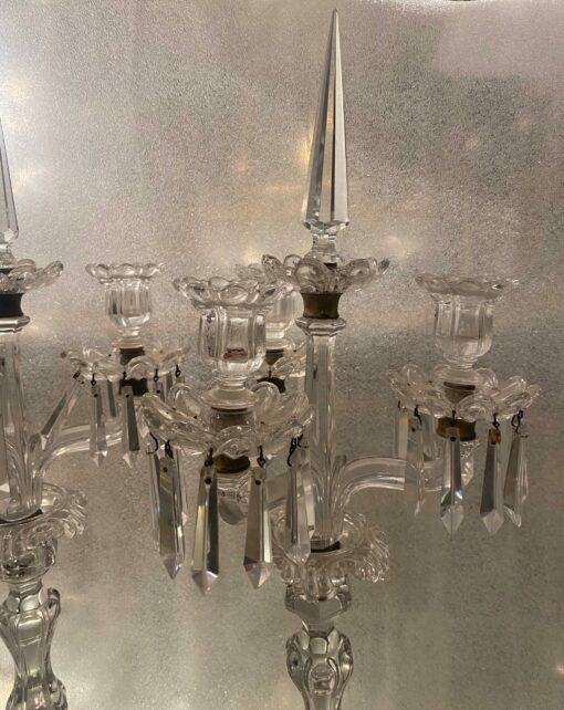 1950′ Pair of Candlesticks 3 Branches Pedestals Decorated With Stars BACCARAT - Image 18