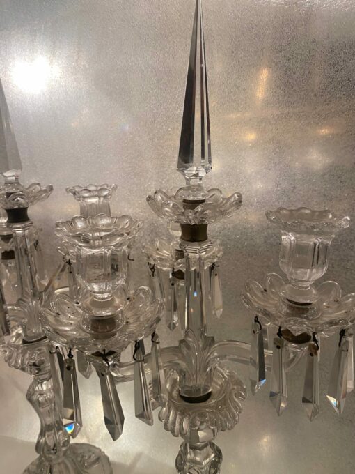 1950′ Pair of Candlesticks 3 Branches Pedestals Decorated With Stars BACCARAT - Image 16