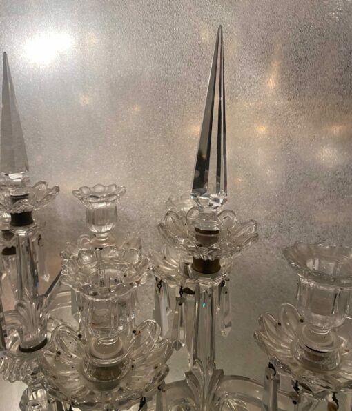 1950′ Pair of Candlesticks 3 Branches Pedestals Decorated With Stars BACCARAT - Image 15