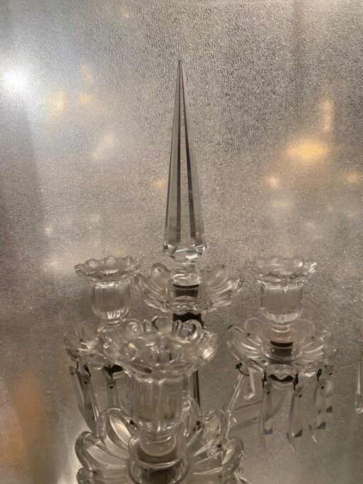 1950′ Pair of Candlesticks 3 Branches Pedestals Decorated With Stars BACCARAT - Image 14