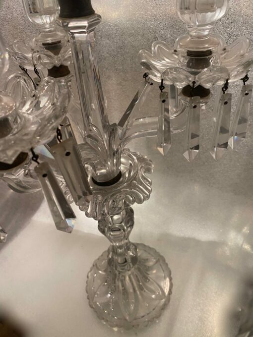 1950′ Pair of Candlesticks 3 Branches Pedestals Decorated With Stars BACCARAT - Image 6
