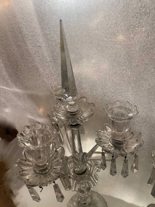 1950′ Pair of Candlesticks 3 Branches Pedestals Decorated With Stars BACCARAT - Image 4
