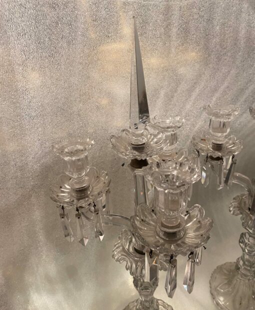 1950′ Pair of Candlesticks 3 Branches Pedestals Decorated With Stars BACCARAT - Image 3