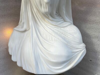 1880/1920 Neapolitan Carrara Marble Bust Of Bride With Veil