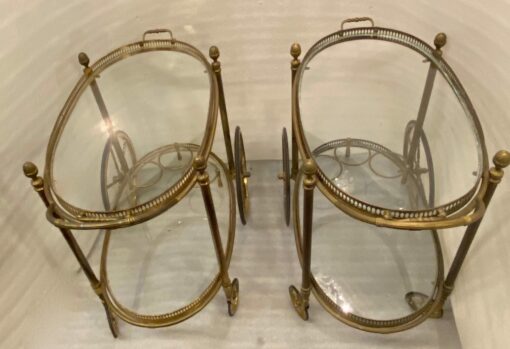 1970' Pair Of Rolling Bars Or Trolleys In Gilt Bronze Maison Bagués - Image 13