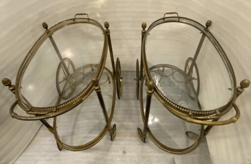 1970' Pair Of Rolling Bars Or Trolleys In Gilt Bronze Maison Bagués - Image 12